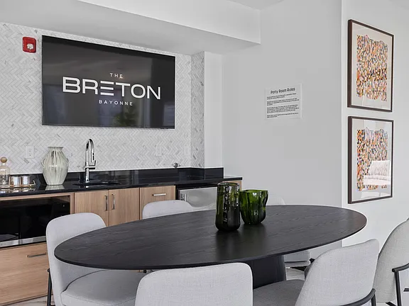 The Breton, multifamily by HH Designers in Bayonne, NJ, private event room with wet bar