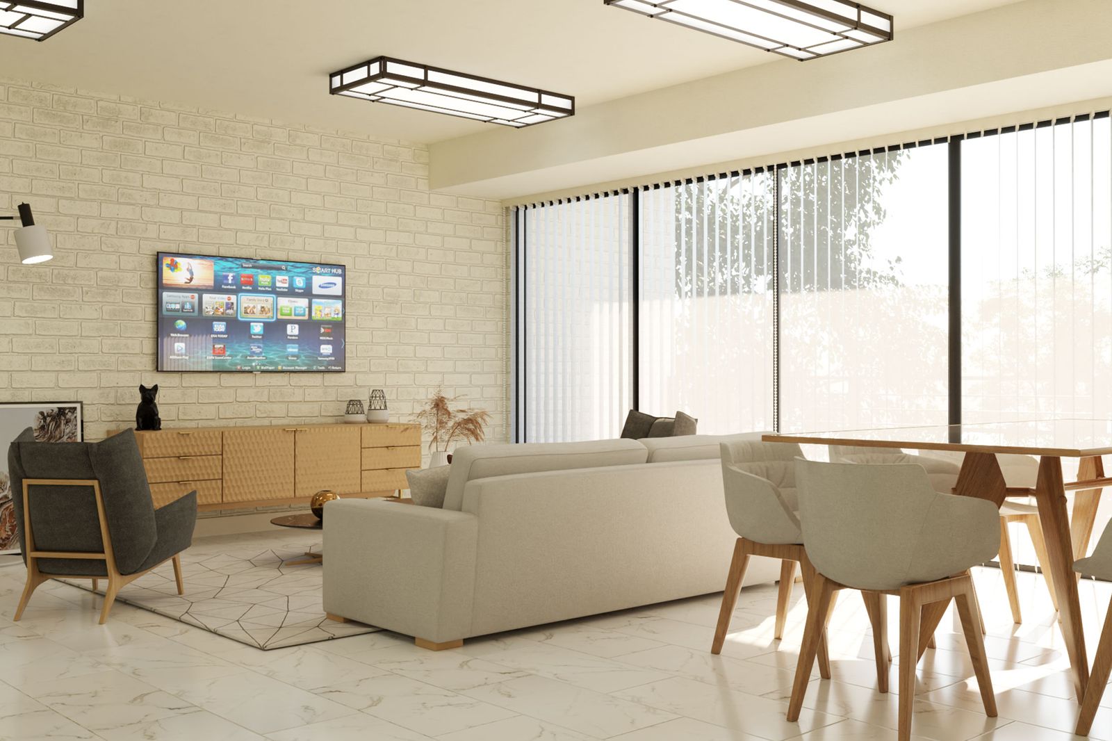 Flora Park apartment living room design by HH Designers