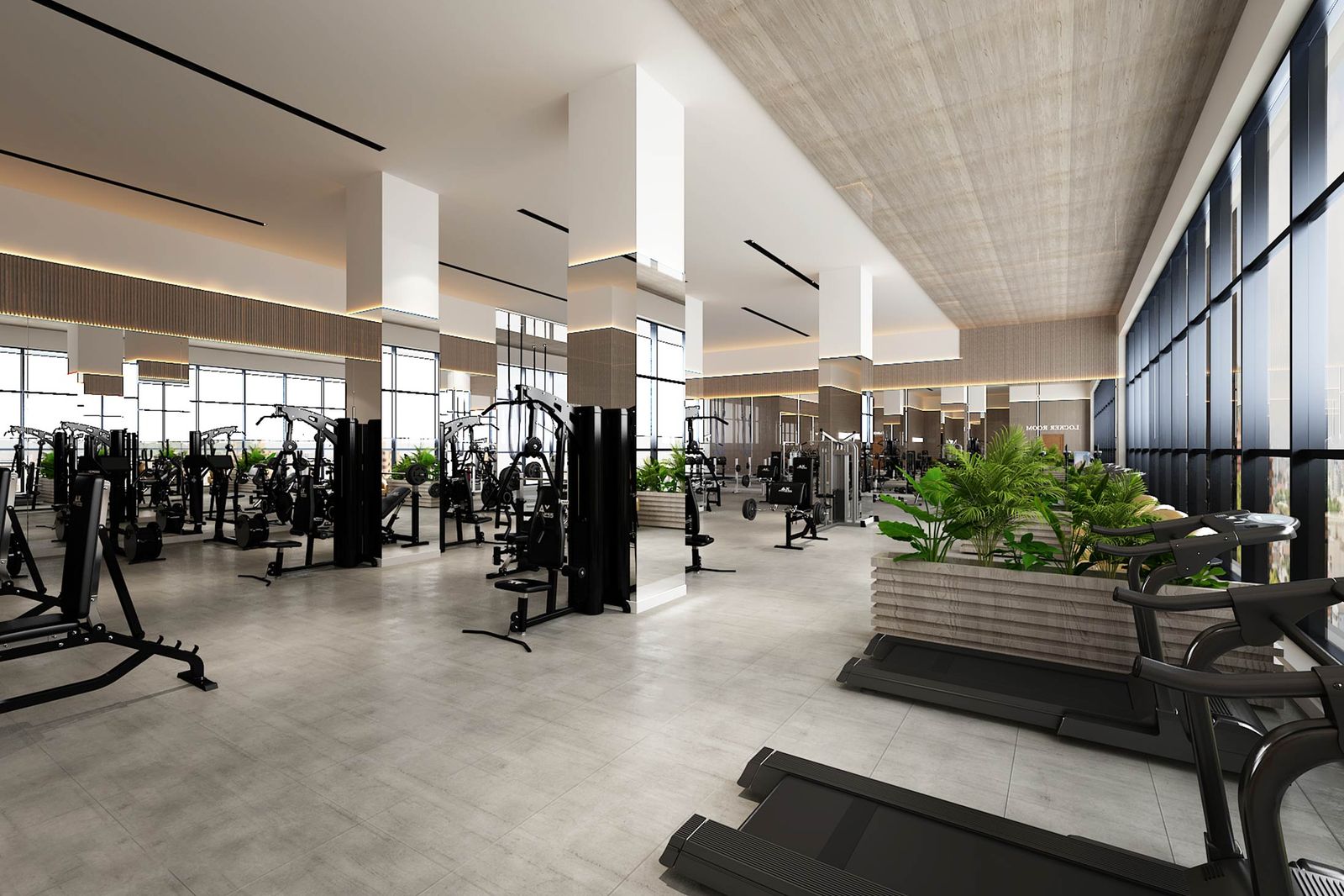 Hotel fitness room design by HH Designers
