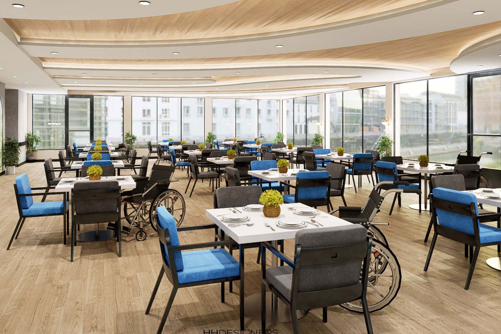 Village Place Health and Rehabilitation Center interior design by HH Designers