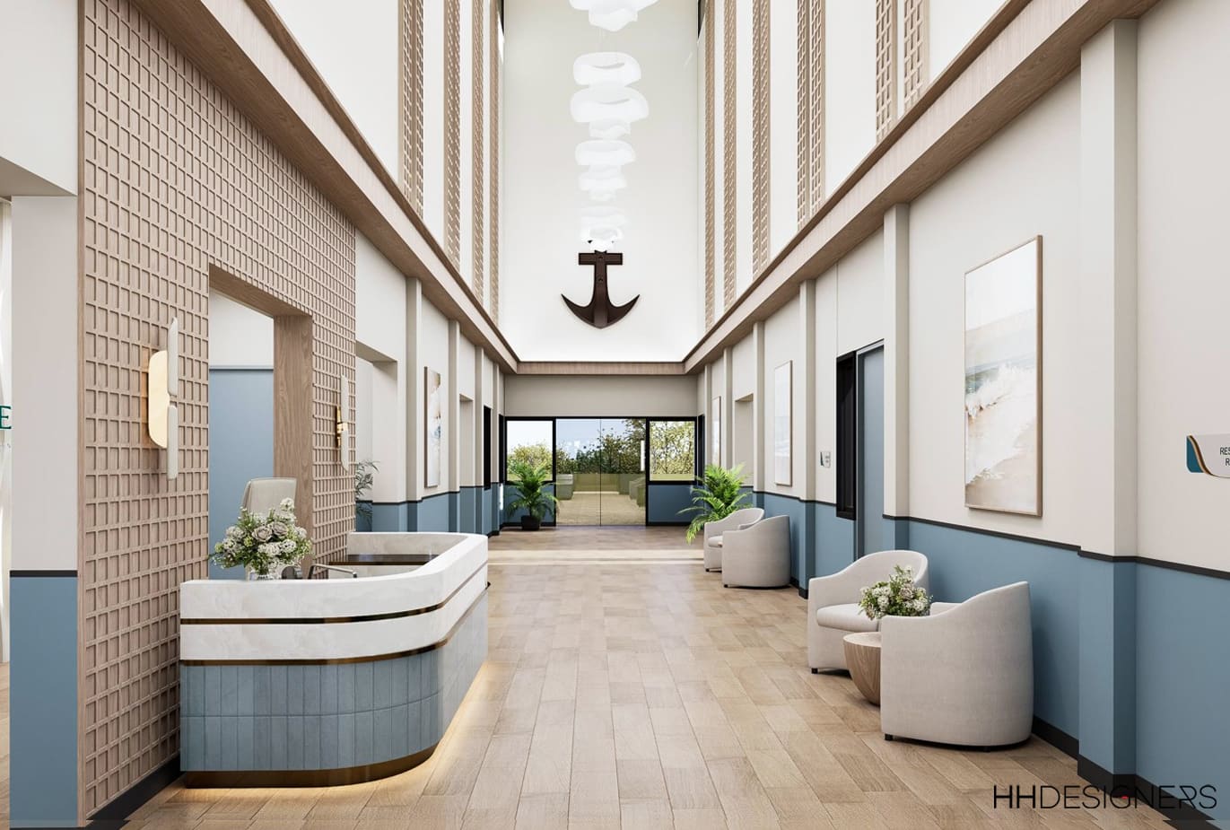 Ocean Crest Health & Wellness Center common area design by HH Designers