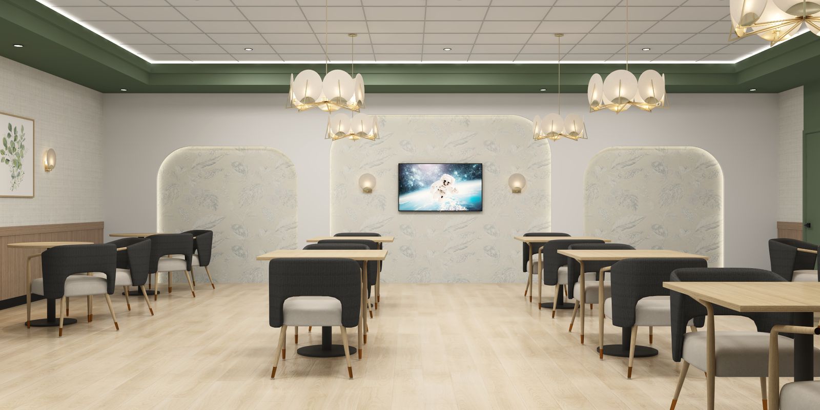 The Gardens Health and Rehab Center common area design by HH Designers