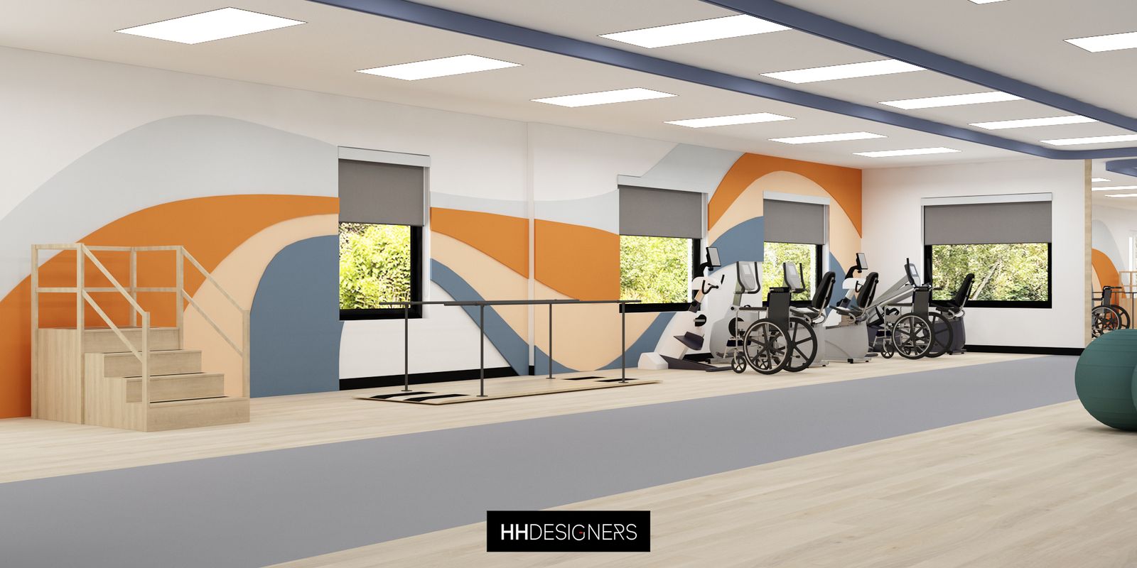 Sunset Lakes Healthcare and Rehabilitation common area design by HH Designers