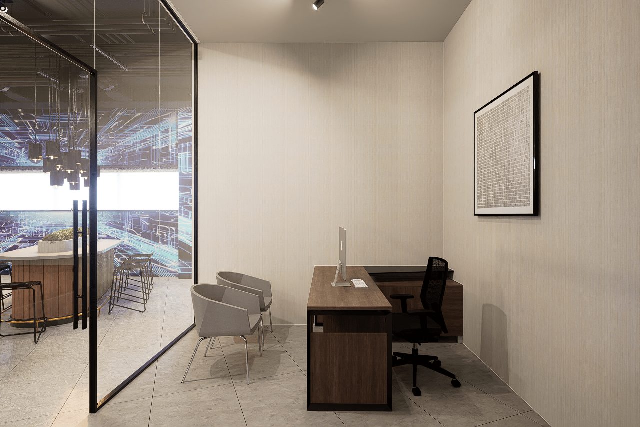 Office showroom architecture — Tech Showroom by HH Designers