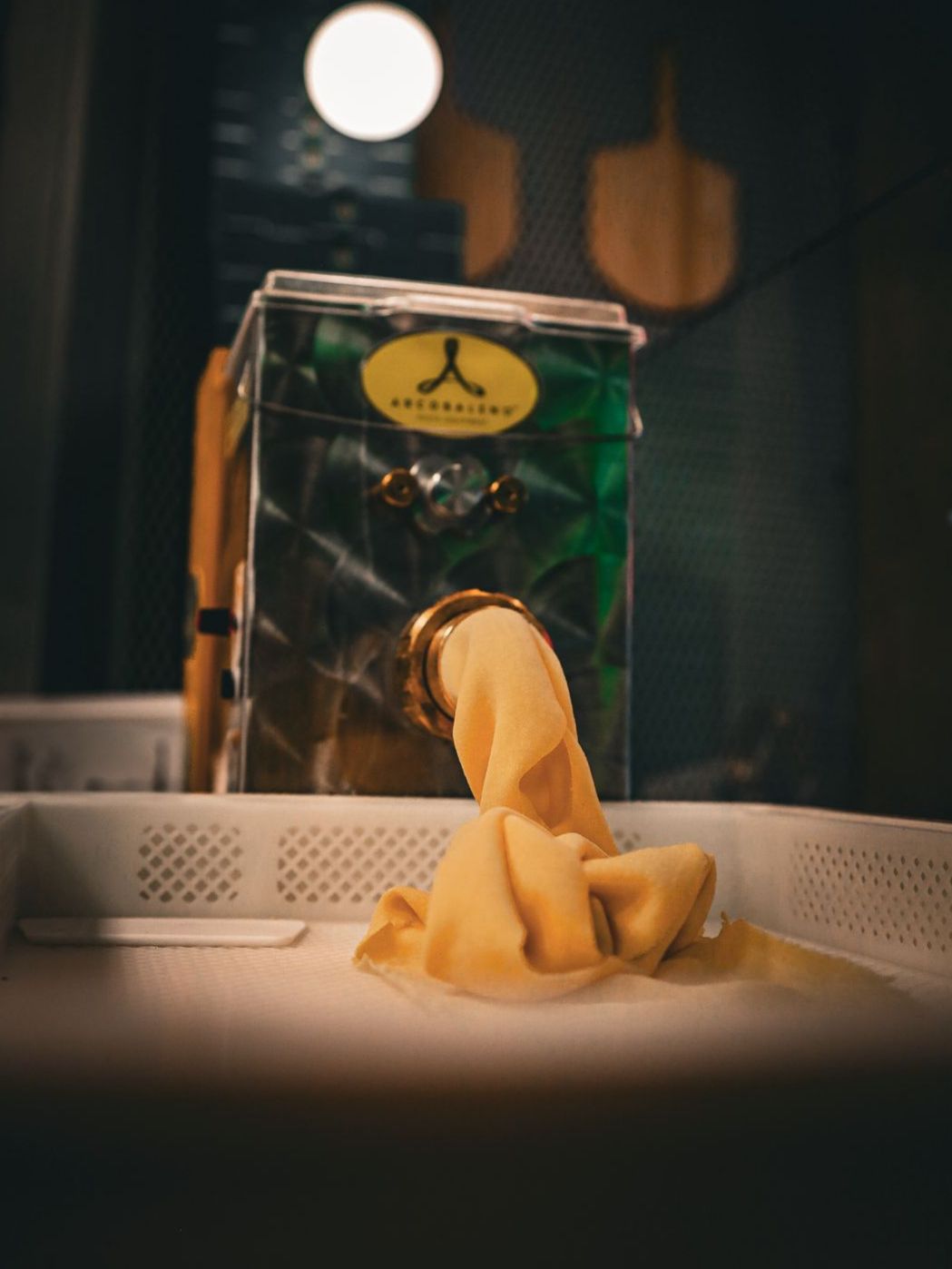 House pasta extruder at Pēpe Kitchen